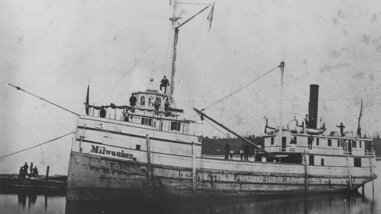 The only known photo of the Milwaukee before it was sank by the steamship C. Hickox in 1886.