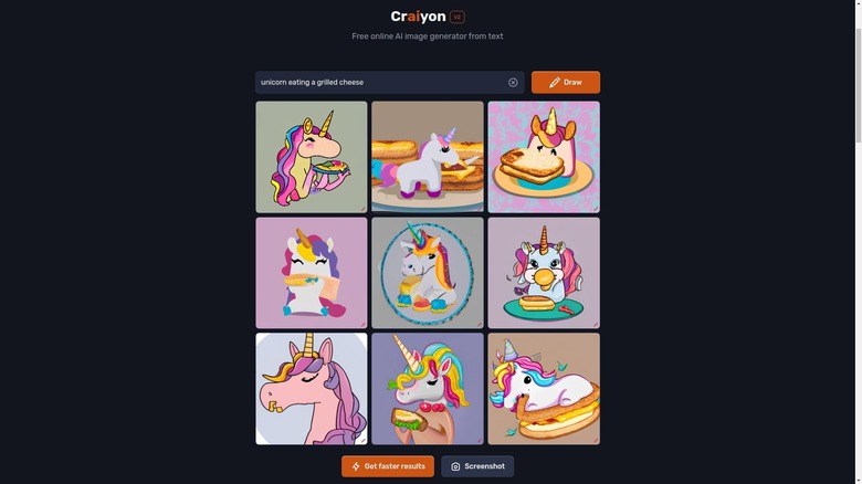 Screenshot of Craiyon AI image generator
