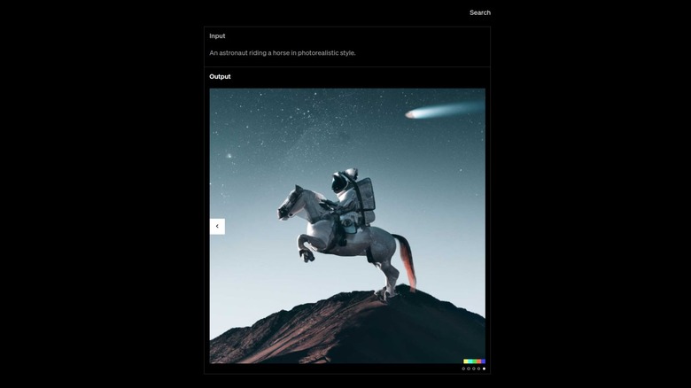 Screenshot of DALL-E 2 AI image generator
