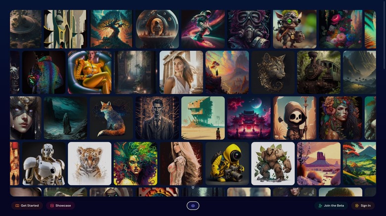 Screenshot of Midjourney AI image generator homepage