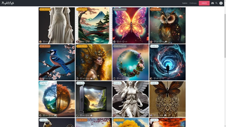 Screenshot of NightCafe AI image generator website
