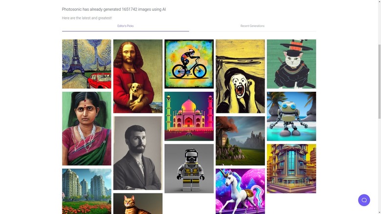 Screenshot of Photosonic AI image generator homepage