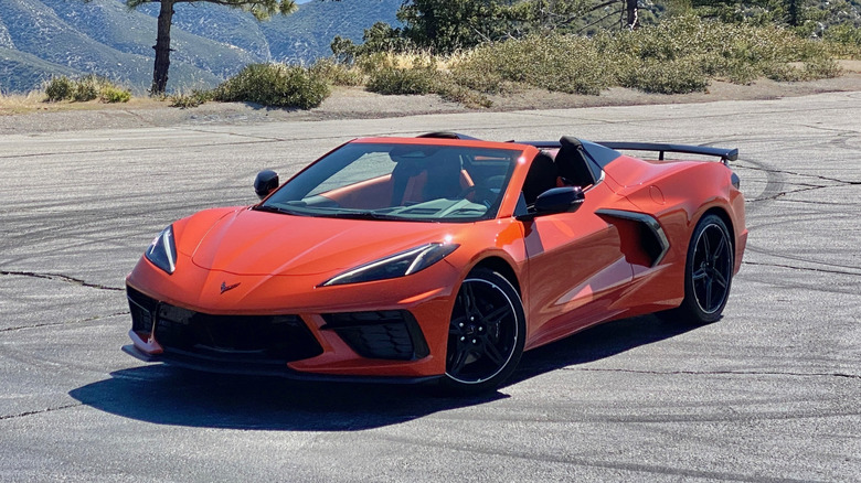 C8 Chevrolet Corvette parked in the mountains