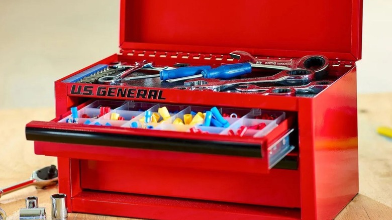 U.S. General Mini Toolbox on workbench