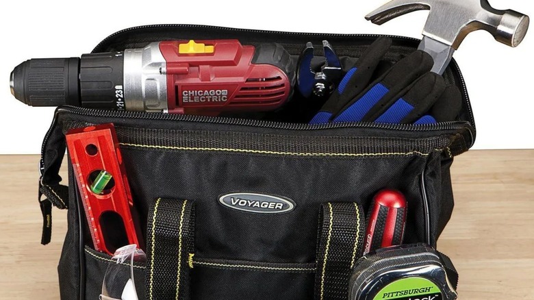 Voyager 12-Inch tool bag on table