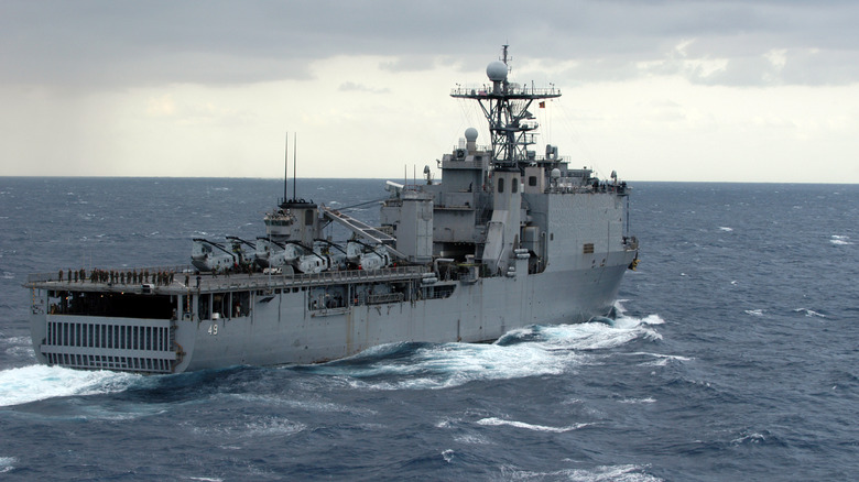 LSD-class USS Harper's Ferry seen from rear starboard view