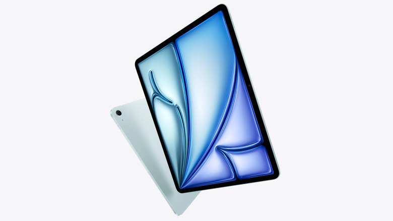 An iPad next to another on a white background.