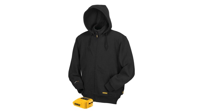 Heated hoodie on white background