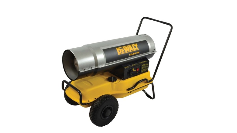 DeWalt construction heater on white background