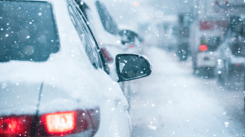 Cars driving in winter