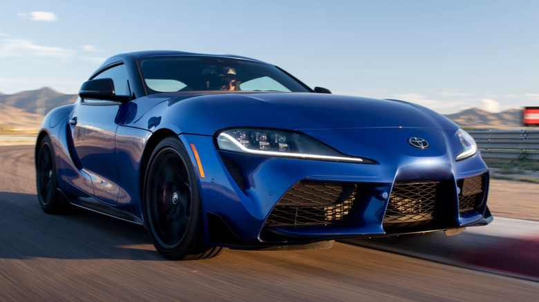 Toyota Supra at speed