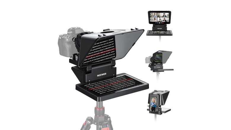A teleprompter over a white background