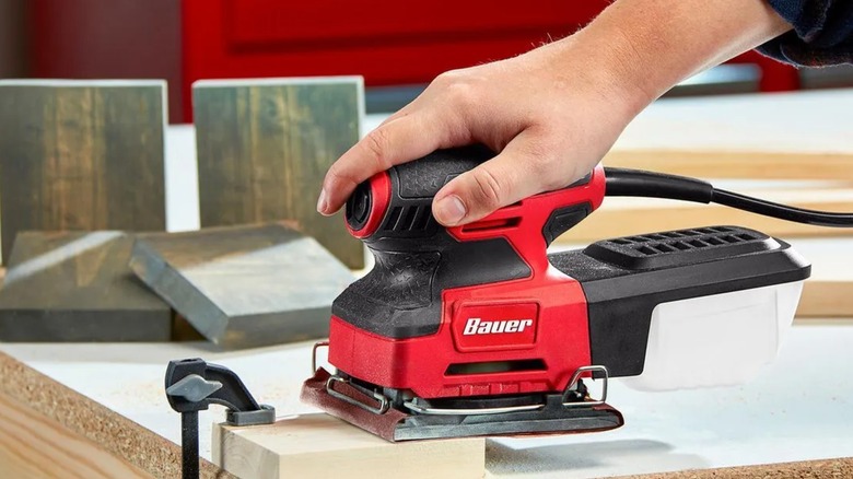 sanding with Bauer sheet sander