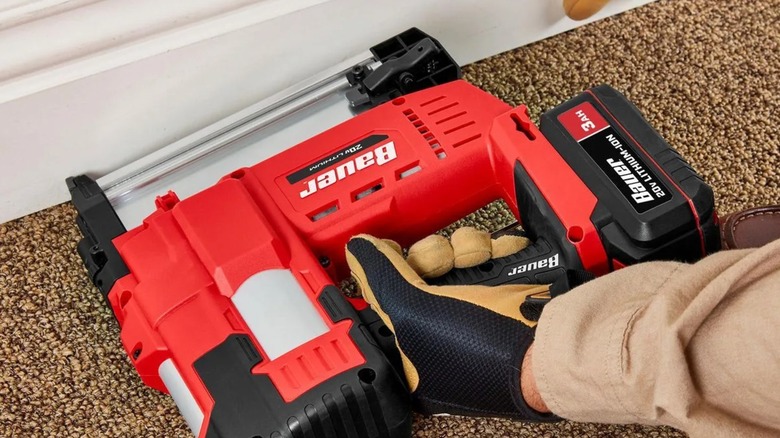 installing baseboard with Bauer brad nailer