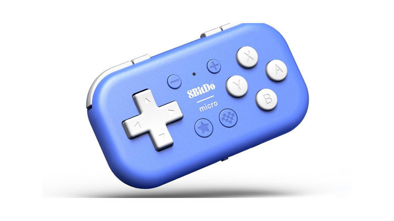 8Bitdo Micro Bluetooth gamepad in blue