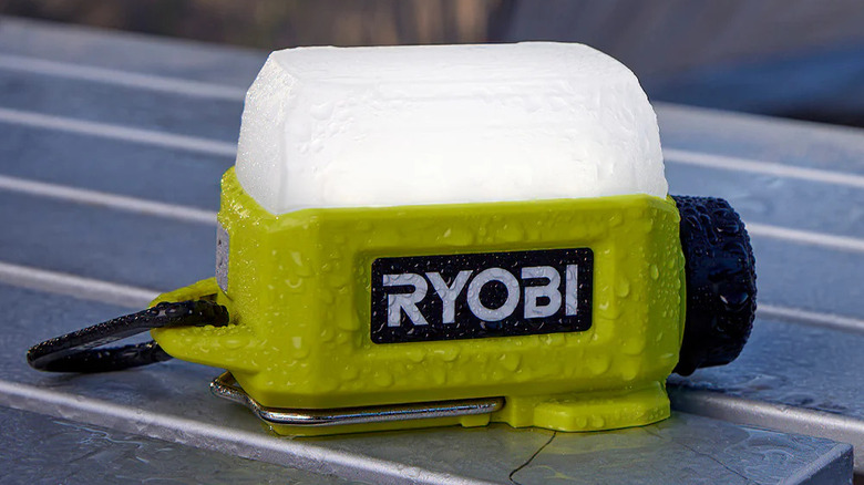 Ryobi USB Lithium Cordless Compact Area Light at night