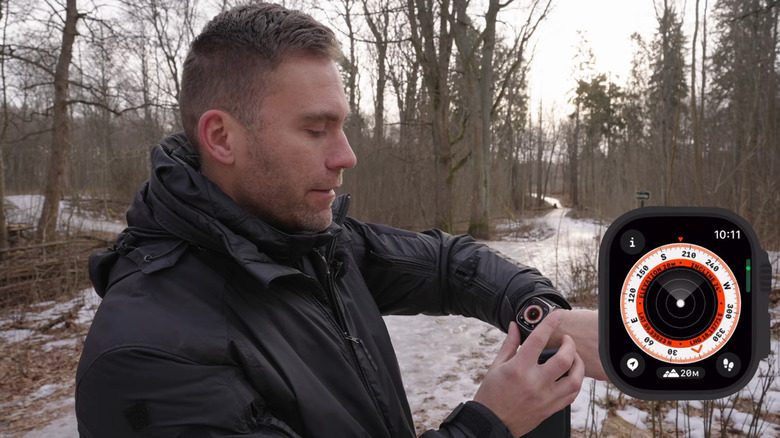 A man using the backtracking feature on an Apple Watch