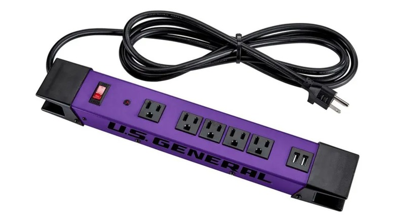 U.S. General 5-Outlet Magnetic Power Strip (Purple)