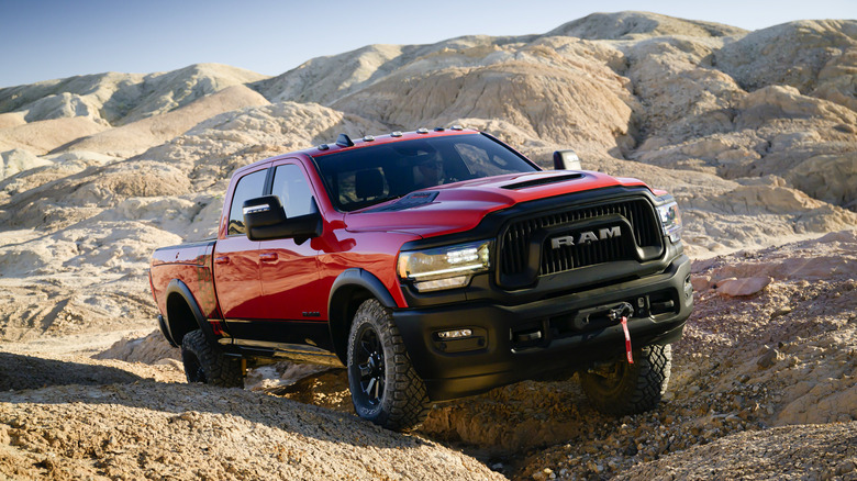2025 Ram 2500 Power Wagon showing wheel articulation on off-road course