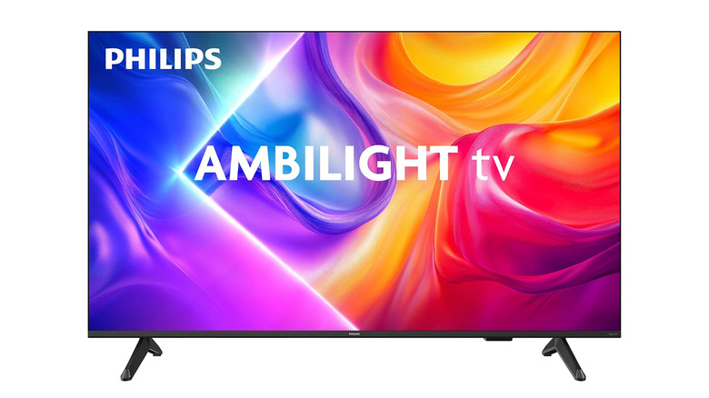 A close up of a Philips Ambilight Smart TV