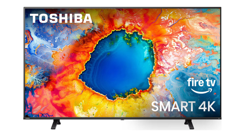 a close up of a Toshiba Class 4K Smart TV