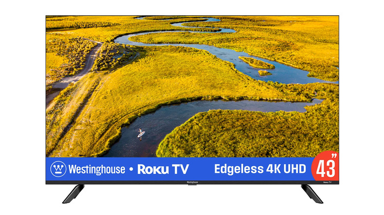 A close up of a Westinghouse Roku Smart TV