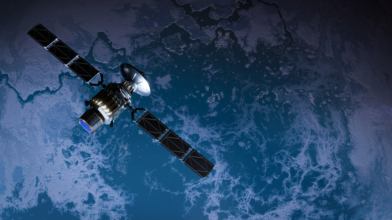 A satellite in orbit over Earth