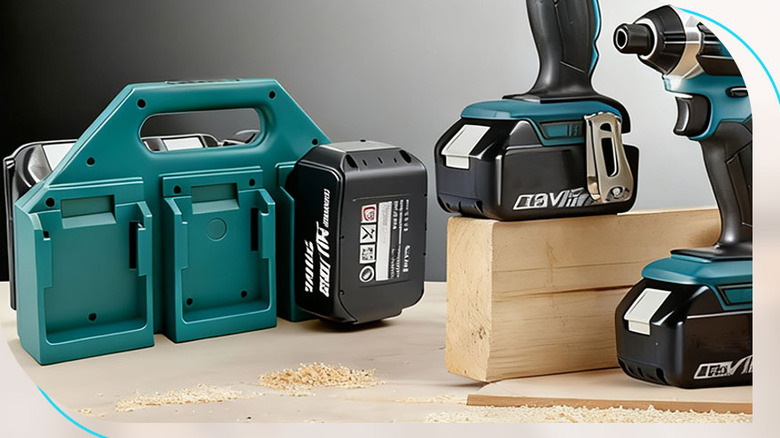 Gale Force 6-slot battery next to power tools