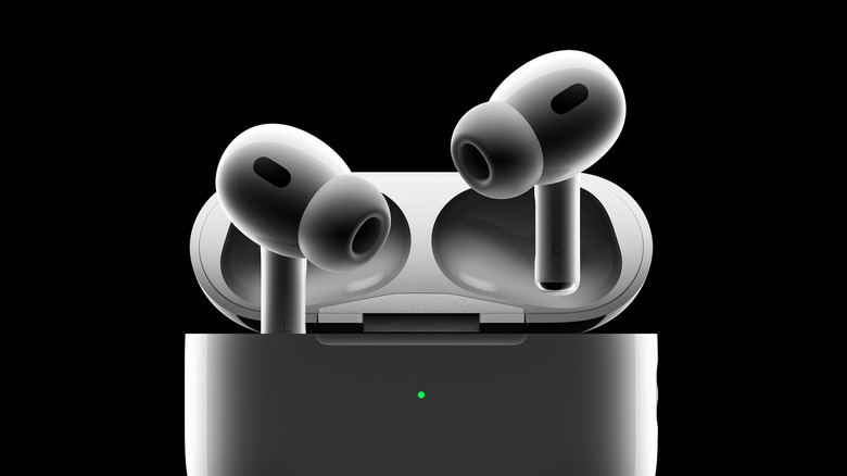The AirPods Pro 2 on a black background