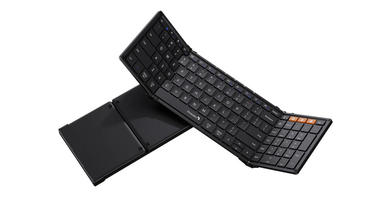 A folding keyboard over a white background