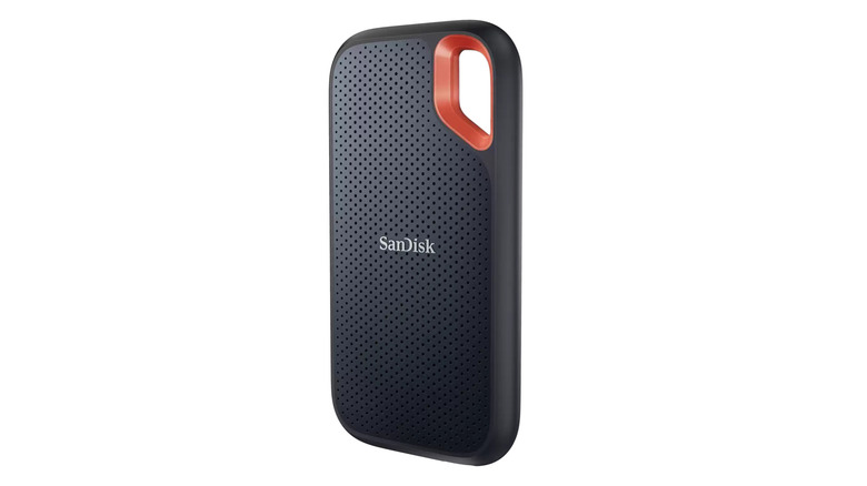 Sandisk SSD hard drive on a white background