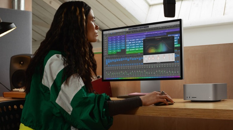 Person using m2 apple studio