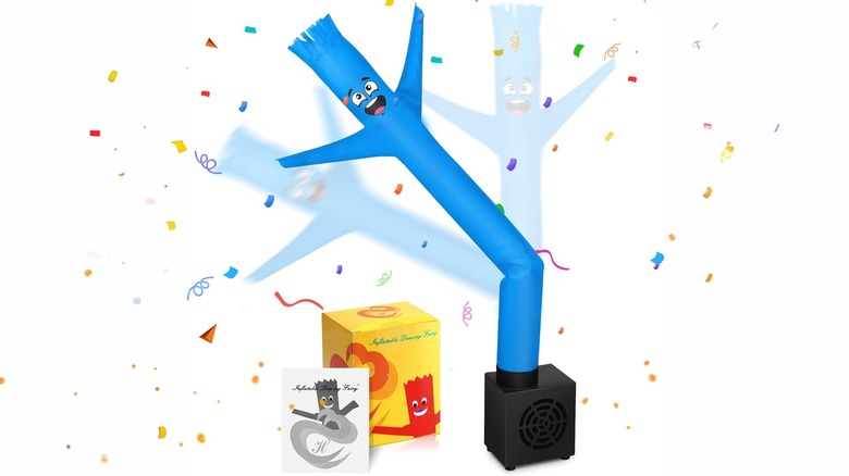 The Poen Mini Inflatable Tube Man with Blower with its box