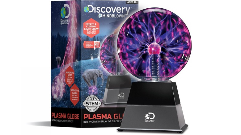 A Plasma Globe Lamp beside its box