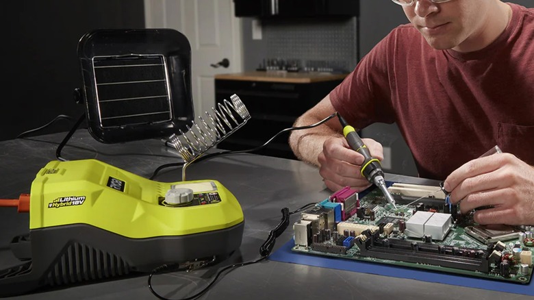 soldering with Ryobi soldering station