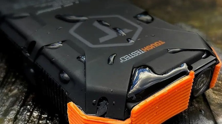 ToughTested with water on a rock.