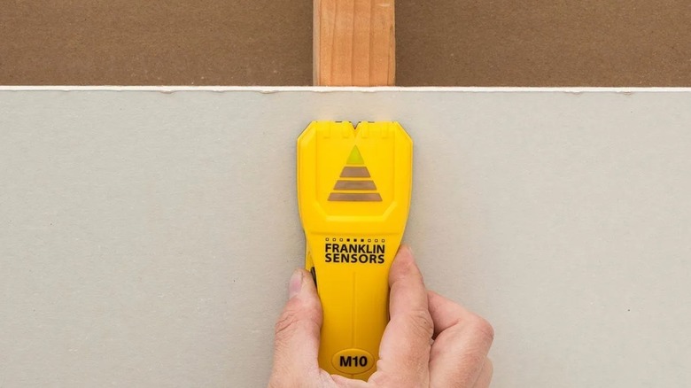 using stud finder on part-built wall