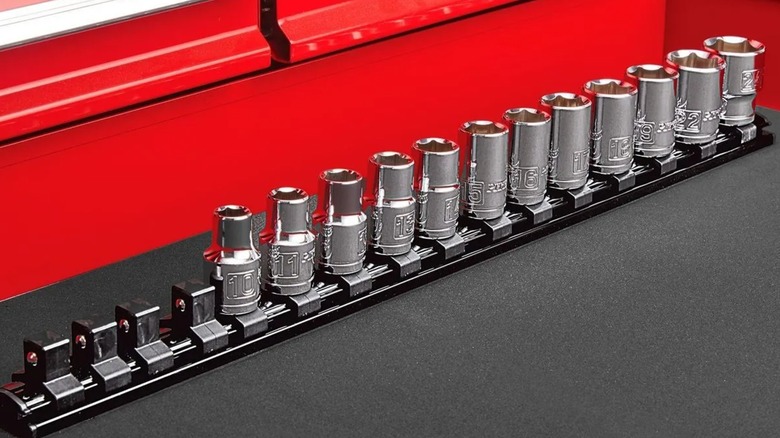 socket rail in tool box drawer