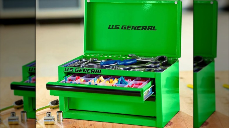 green toolbox on table