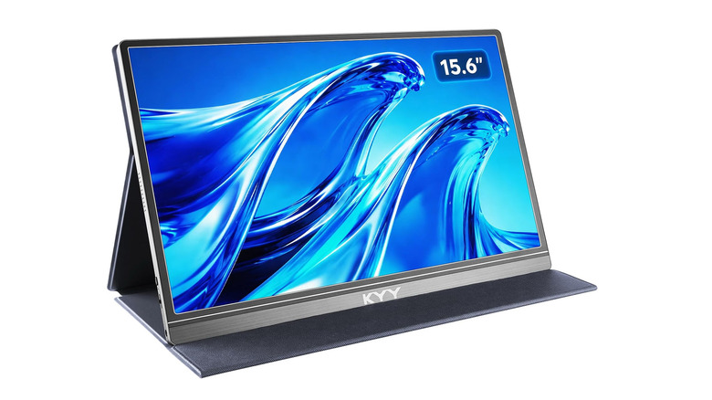 Portable monitor over a white background