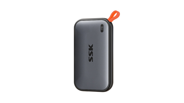SSK hard drive on a white background