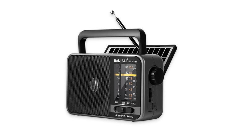Am/FM transistor radio on a white background