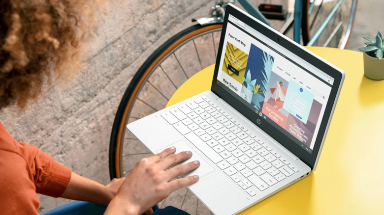 Woman using the HP Chromebook 11a