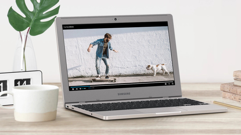 Samsung Chromebook 4 placed on desk