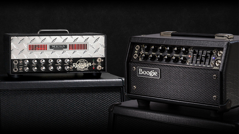 Two Mesa Boogie amp heads next to each other