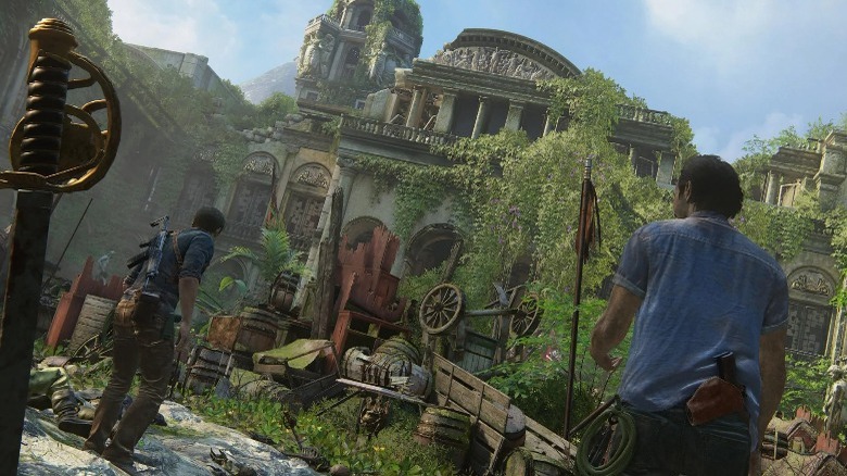 Nathan Drake exploring ruins