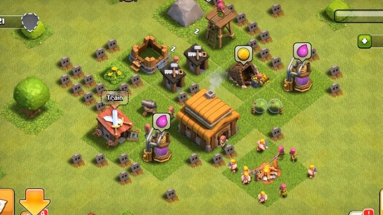 A small village being built in Clash of Clans