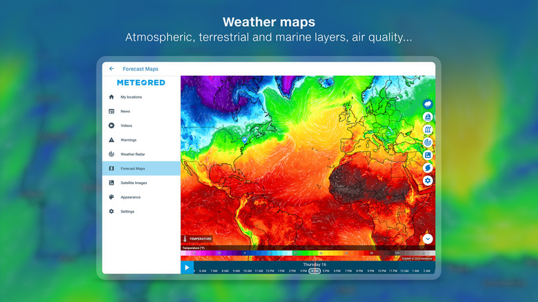 Meteored Weather App, Weather Maps sample