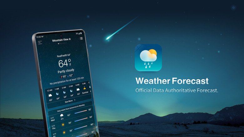 Weather Live & Forecast app on smartphone