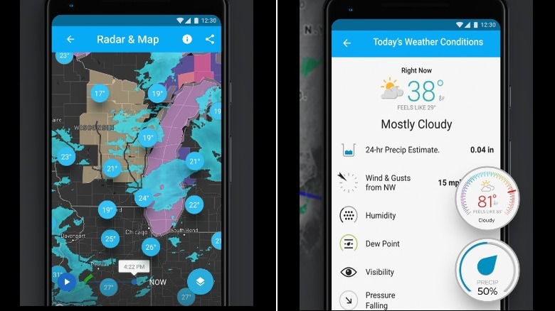 Weather Underground screenshots on smartphone
